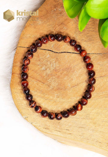 Rode Tijgeroog Kogelarmband - 6 mm