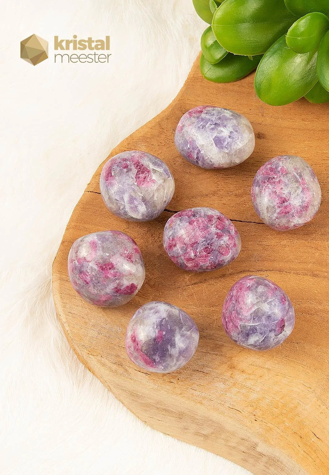 Pink Tourmaline & Lepidolite in Pegmatite Tumbled Stones