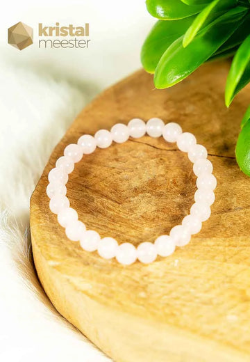 Rozenkwarts Kogelarmband - 6 mm - Kind - L