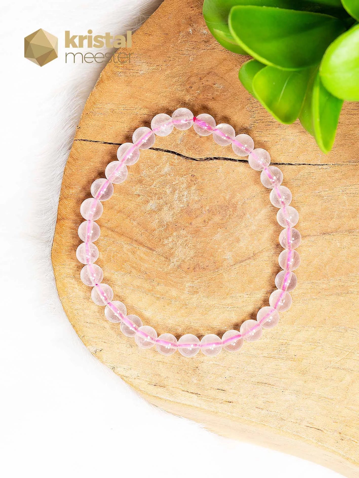 Rozenkwarts EX Kogelarmband - 6 mm