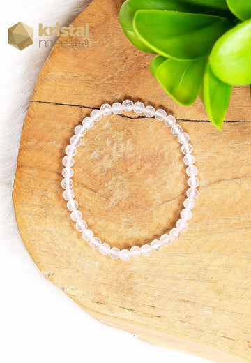 Rozenkwarts facet geslepen armband - 4 mm - Kind