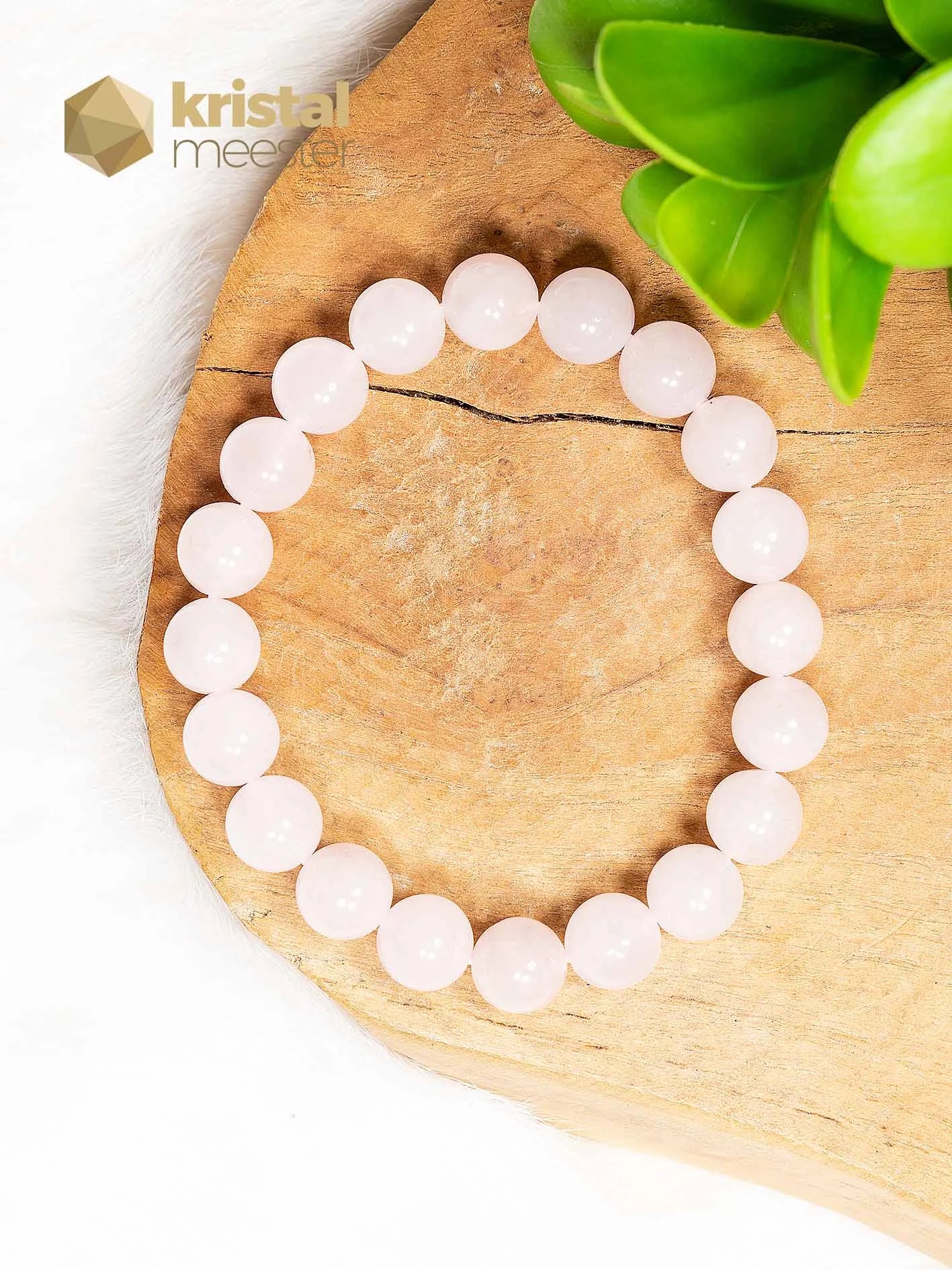 Rozenkwarts Kogelarmband - 10 mm