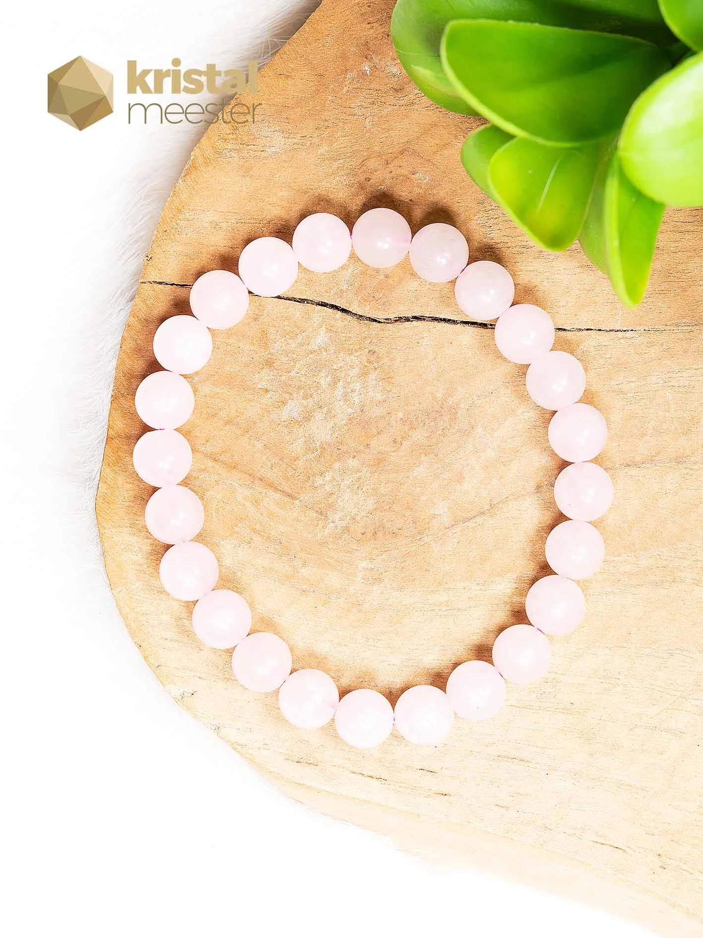 Rozenkwarts Kogelarmband - 8mm