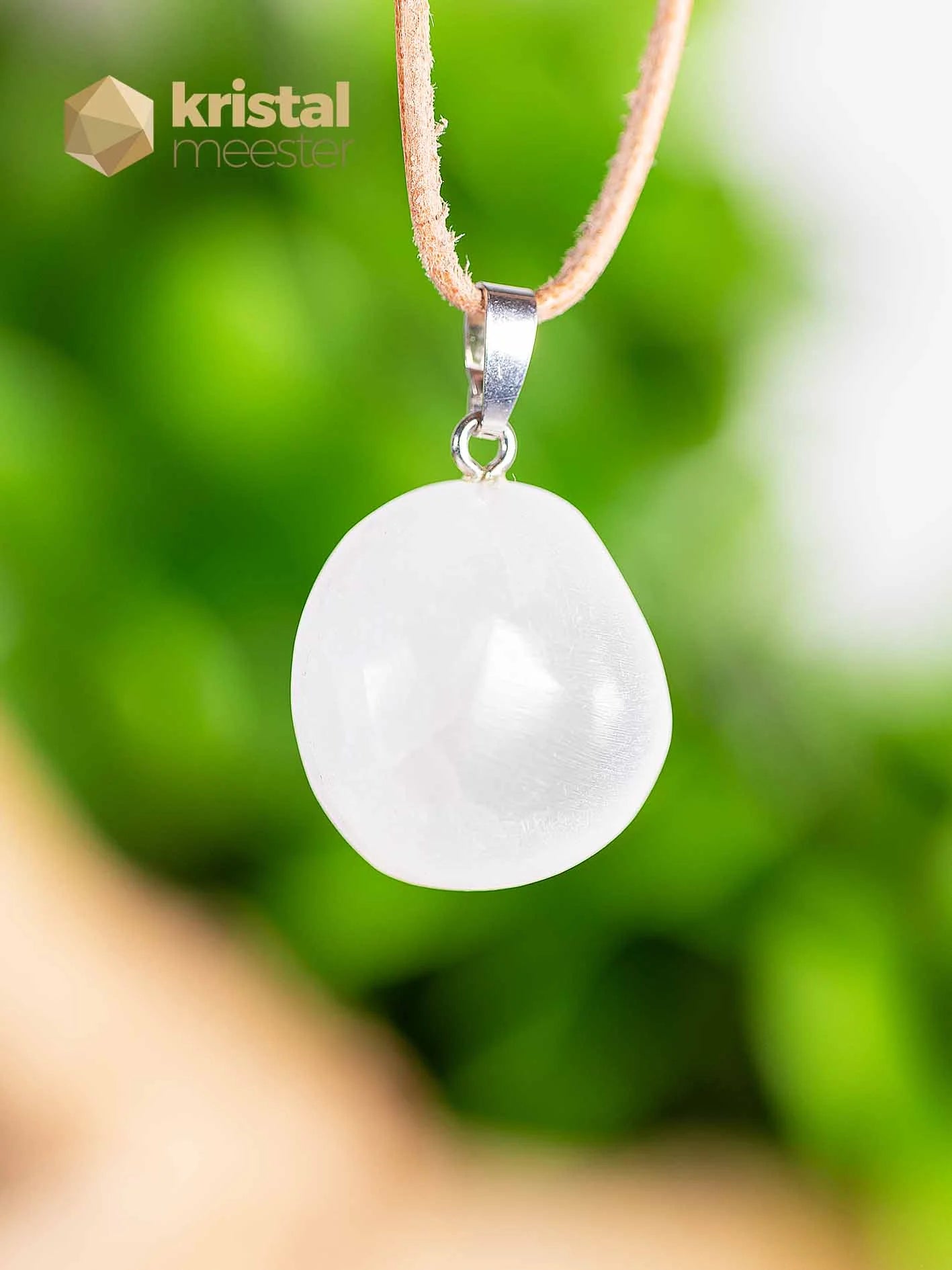 Selenite pendant with silver loop - no. 2