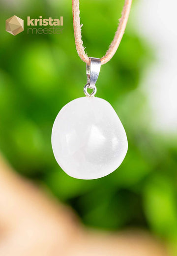 Selenite pendant with silver loop - no. 2