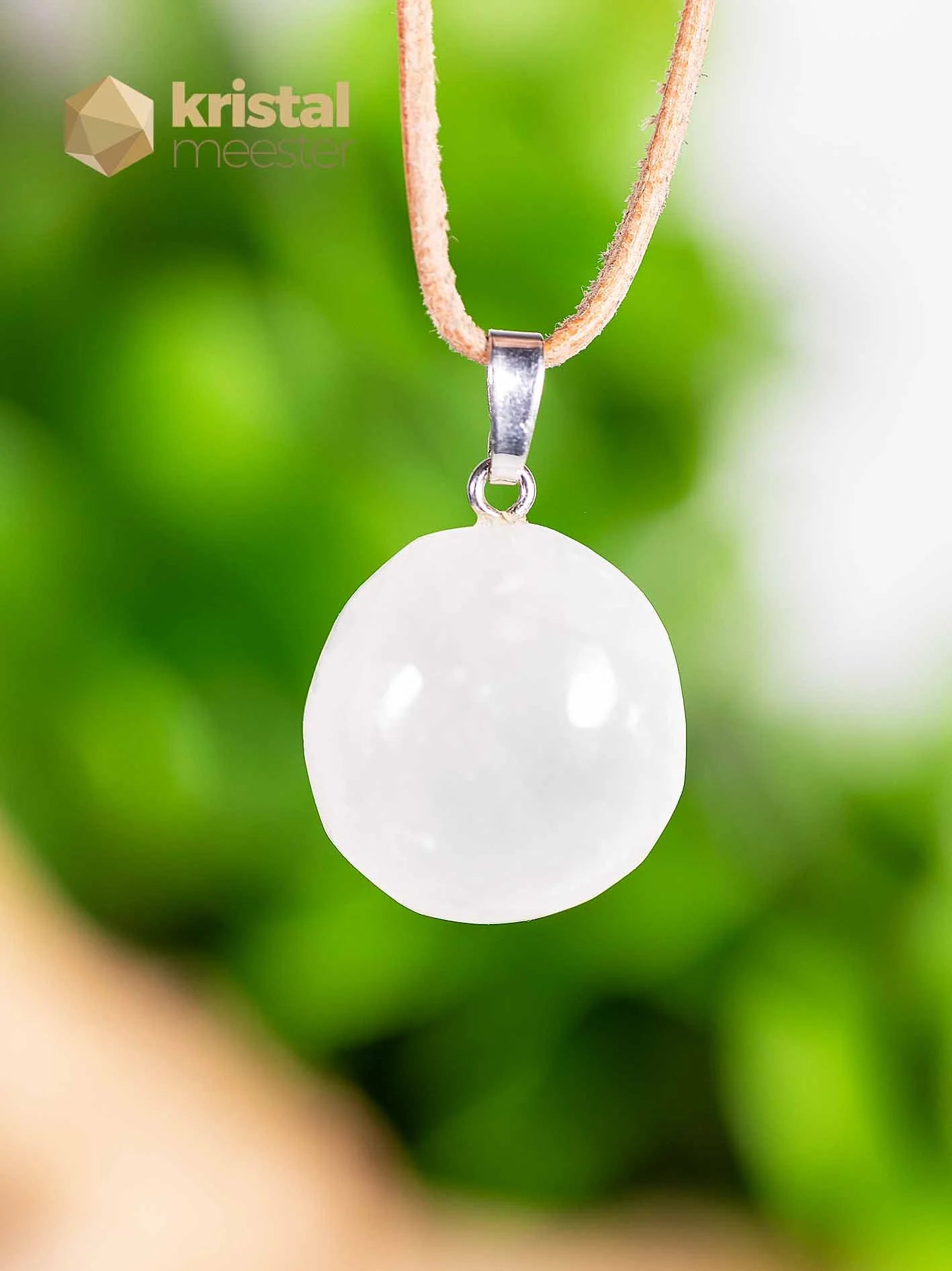 Selenite pendant with silver loop - no. 4