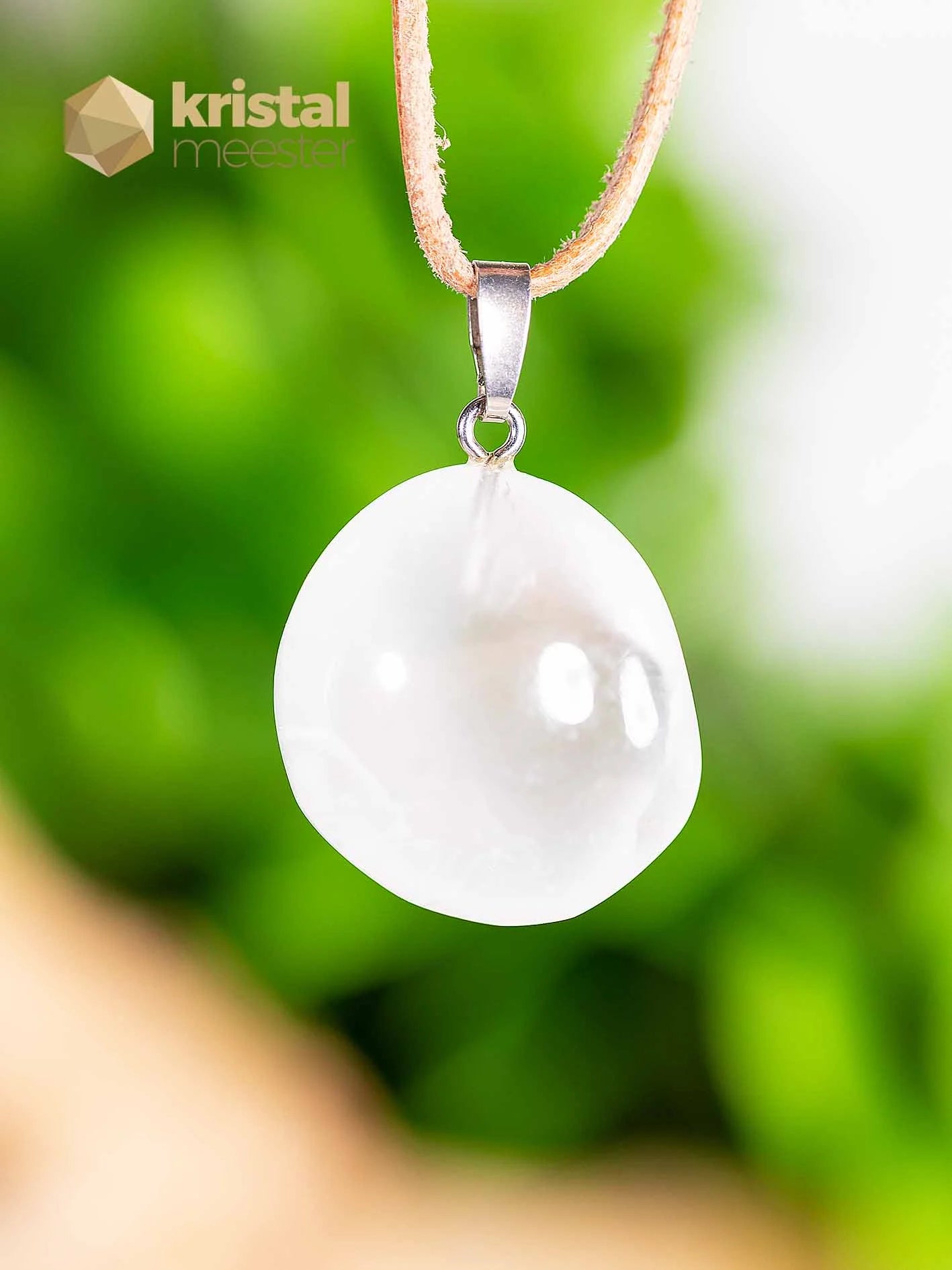 Selenite pendant with silver loop - no. 5