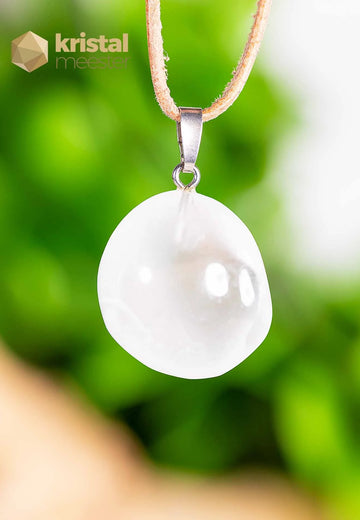 Selenite pendant with silver loop - no. 5