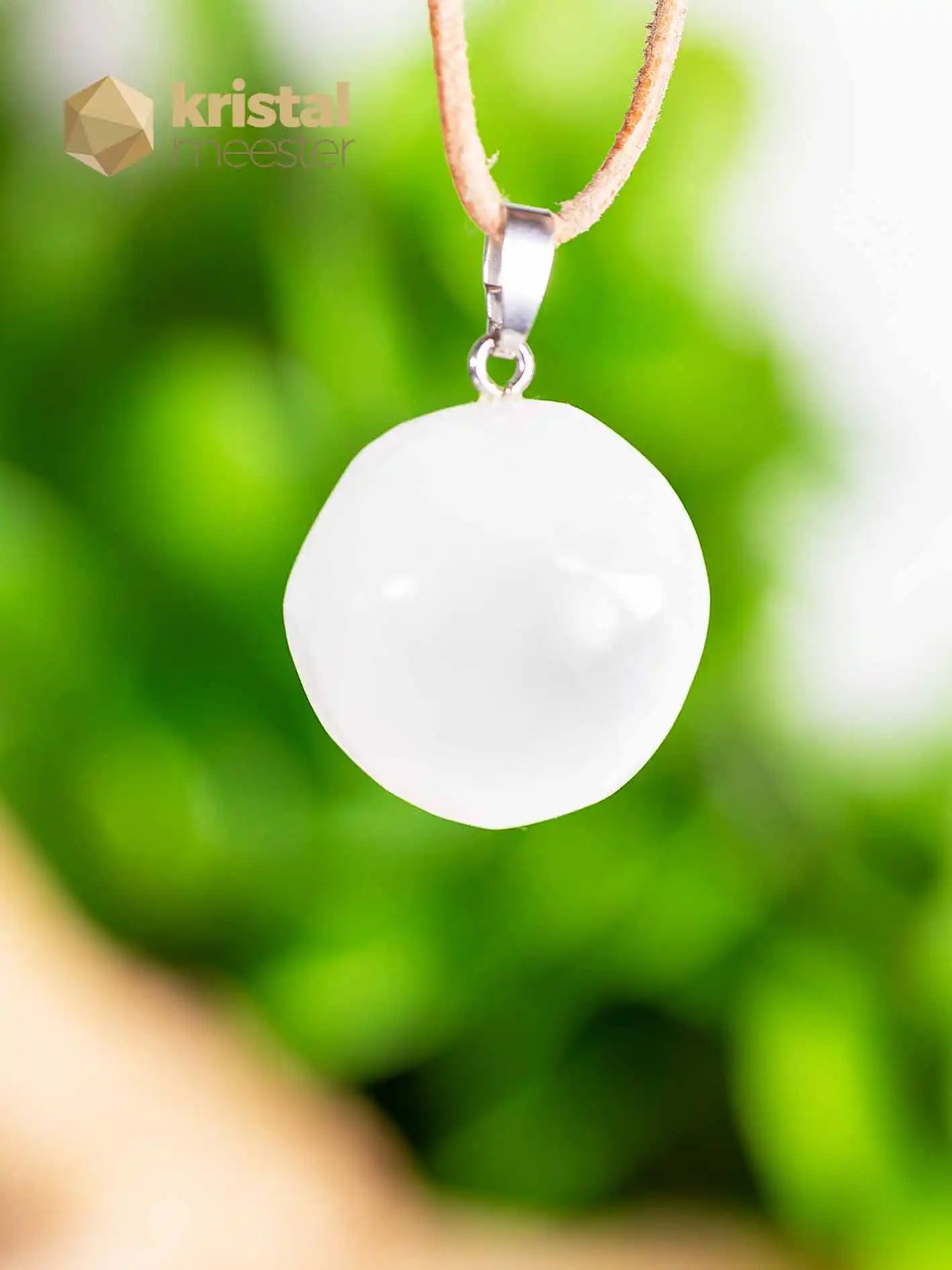Selenite pendant with silver loop - no. 6