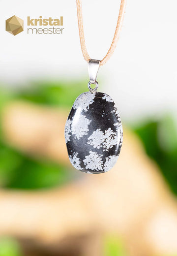 Sneeuwvlok Obsidiaan EX hanger met zilver oog - nr. 2
