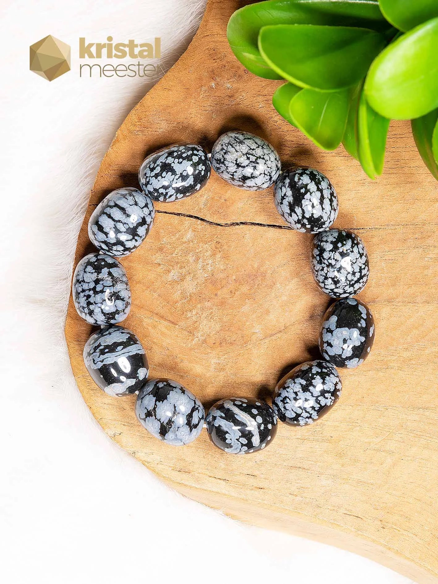 Sneeuwvlok Obsidiaan Nugget Armband