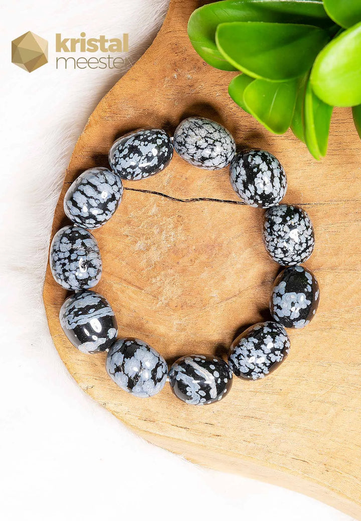Sneeuwvlok Obsidiaan Nugget Armband
