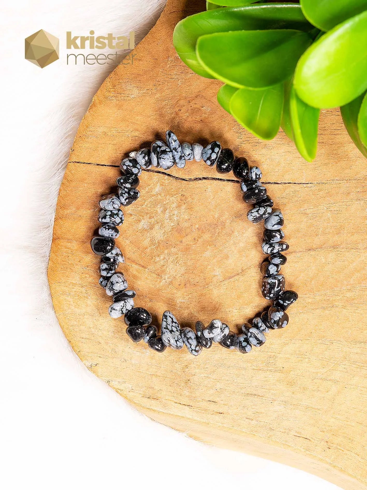 Sneeuwvlok Obsidiaan Splitarmband