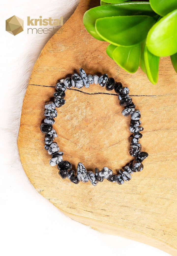 Sneeuwvlok Obsidiaan Splitarmband