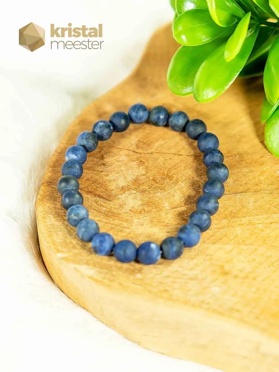 Sodaliet Kogelarmband - 8 mm - Mat