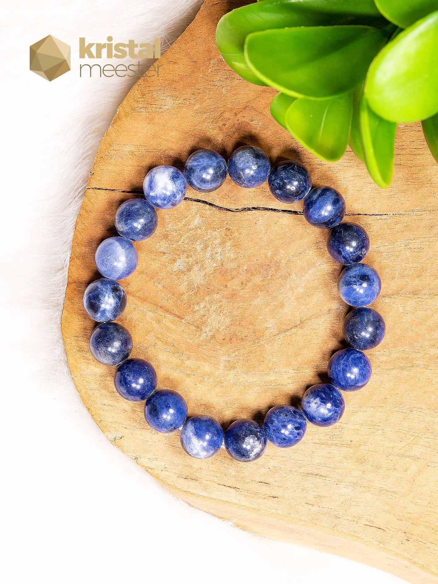 Sodaliet Kogelarmband - 10 mm