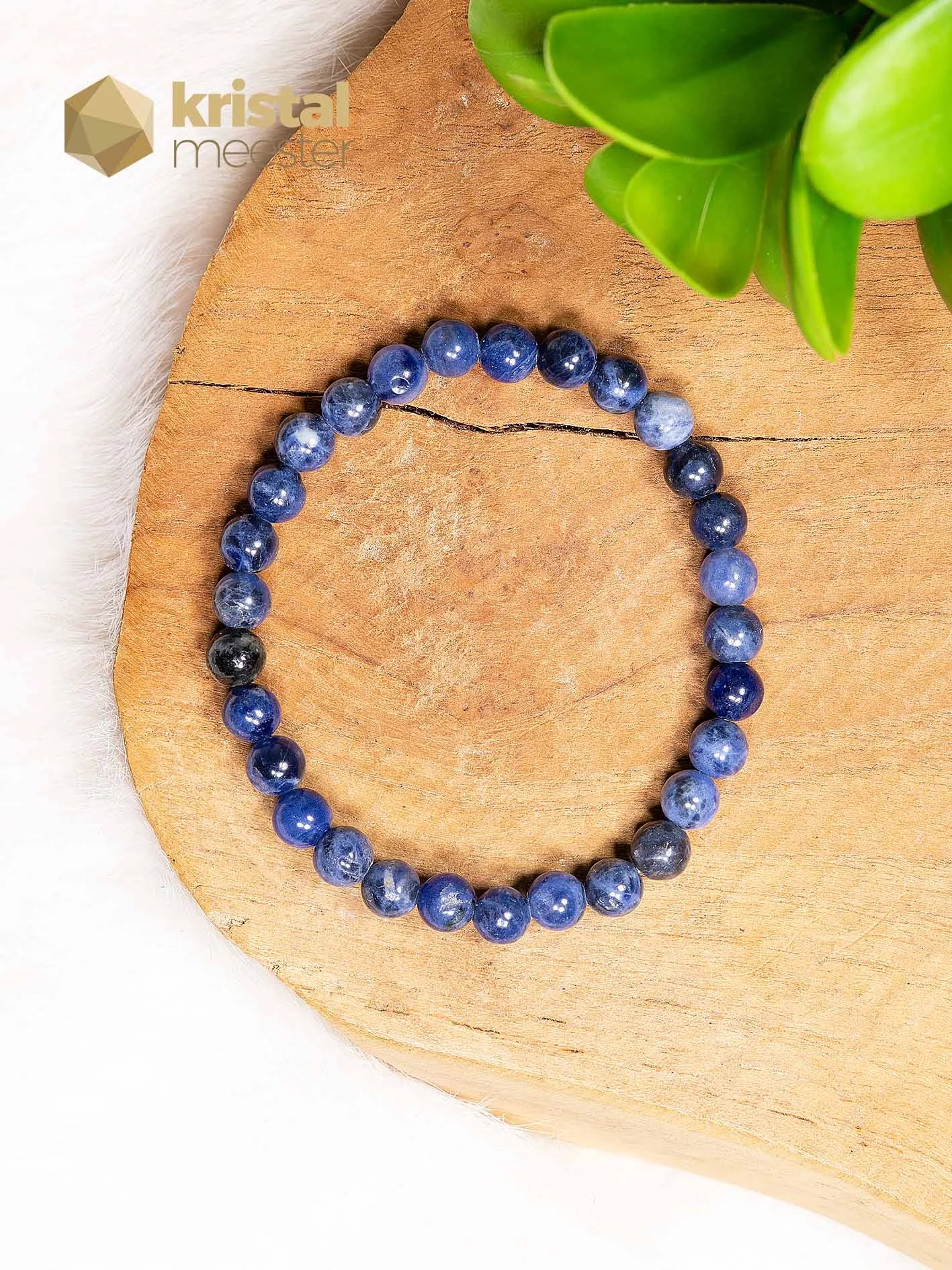 Sodaliet Kogelarmband - 6 mm
