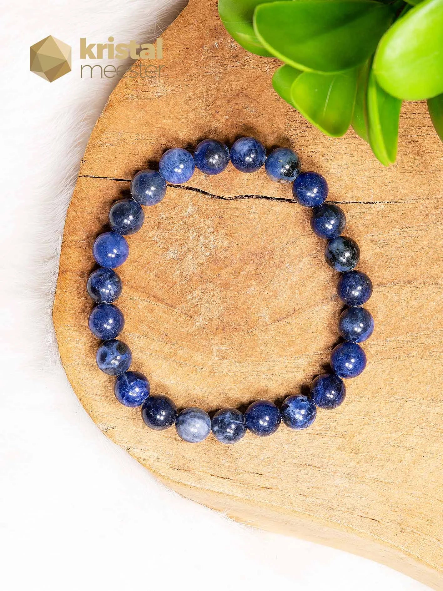 Sodaliet Kogelarmband - 8 mm