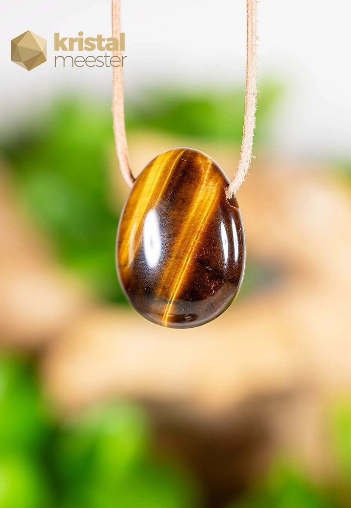 Tijgeroog hanger, doorboord - nr. 1