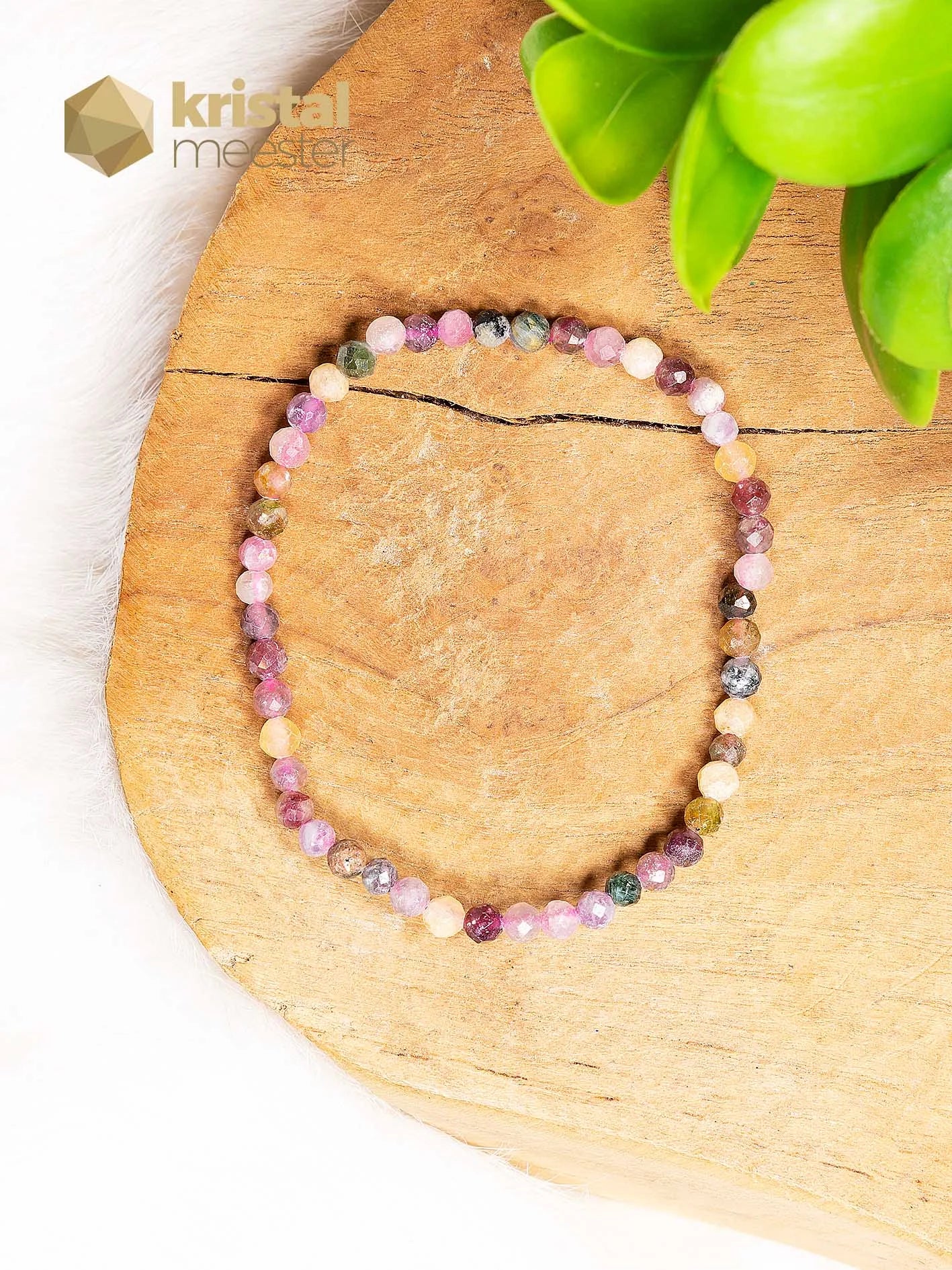 Toermalijn Mix facet geslepen armband  3 - 4 mm