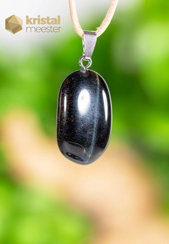 Falcon's Eye EX Pendant with silver loop - no. 3