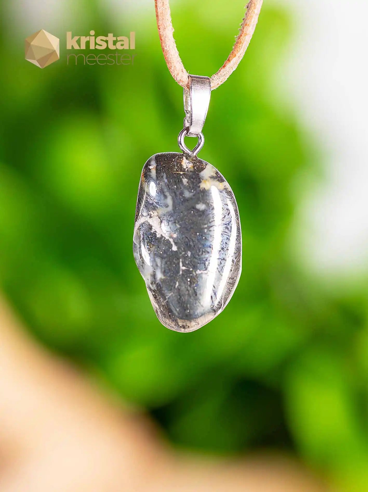 Feather Pyrite Pendant with silver loop - no. 3