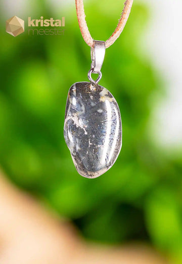 Feather Pyrite Pendant with silver loop - no. 3