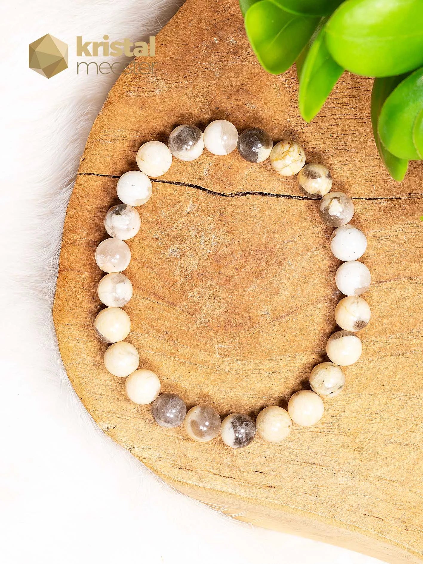 Veldspaat Kogelarmband - 8 mm