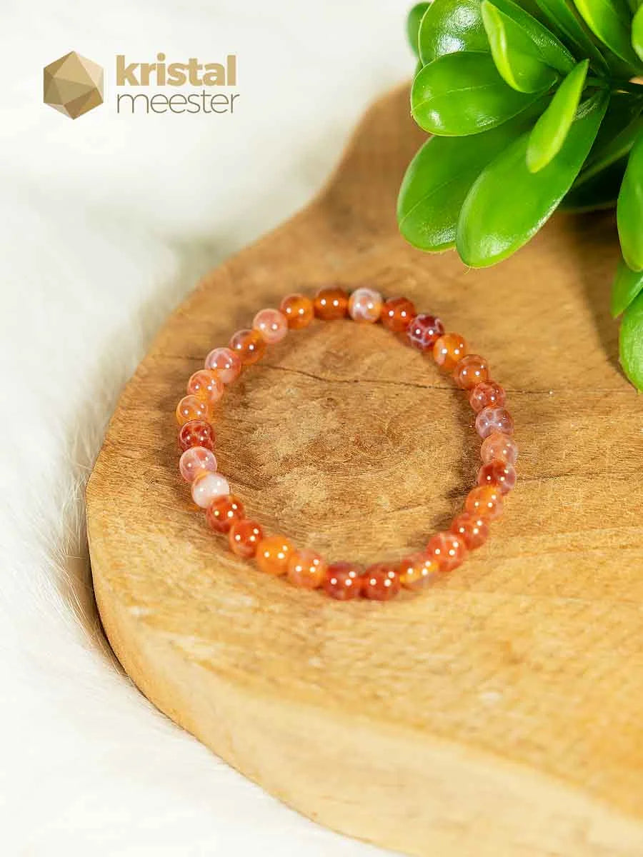 Fire Agate Ball Bracelet - 6 mm
