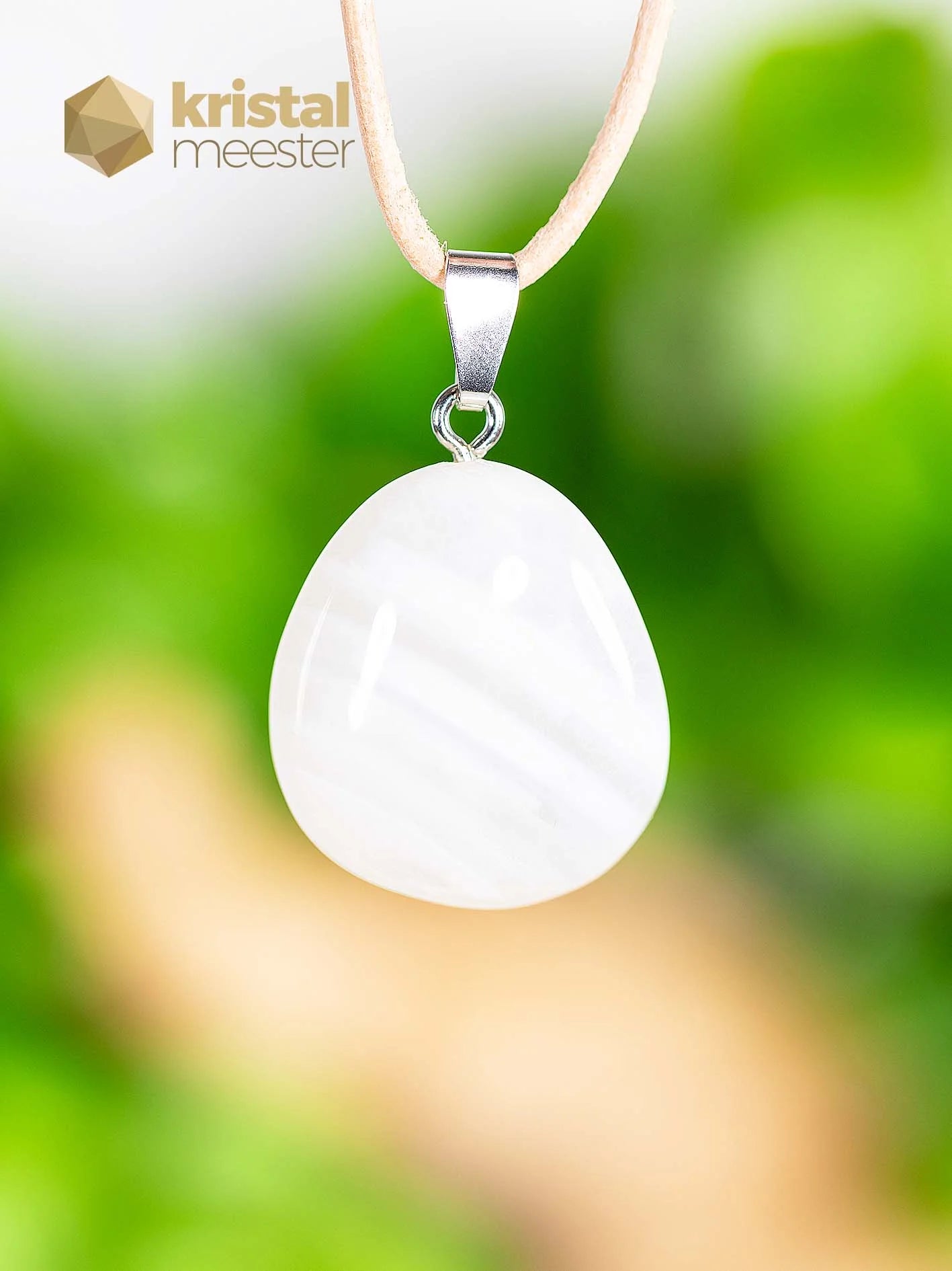 Witte Agaat hanger met zilver oog - nr. 3