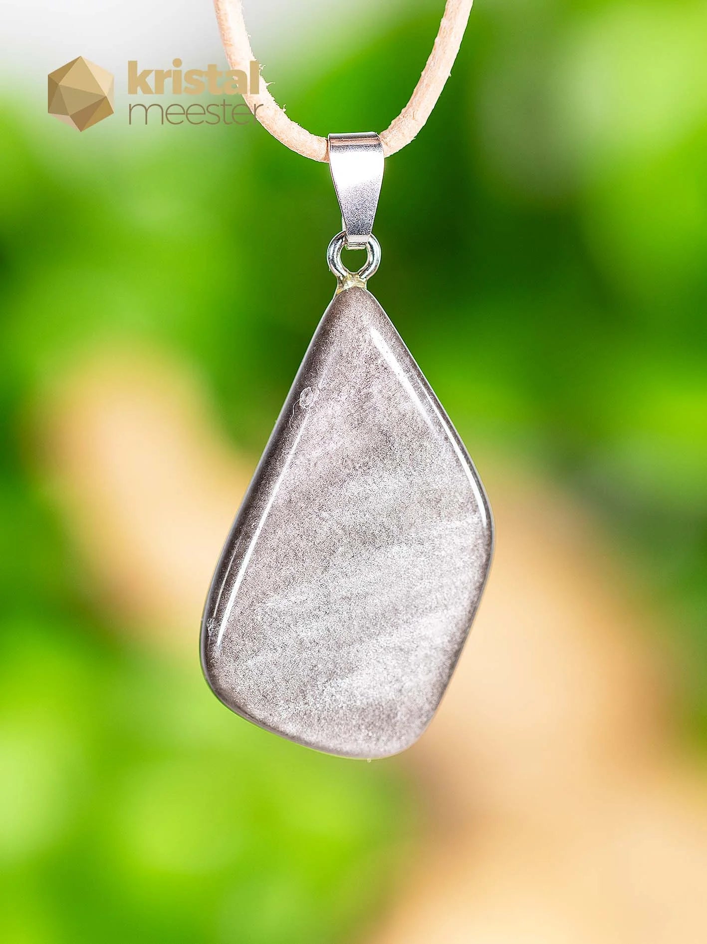 Silver Obsidian EX pendant with silver loop - no. 4