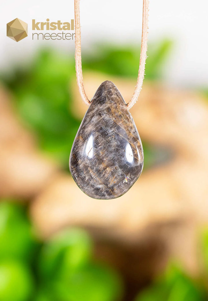 Black Moonstone Drop Shaped Pendant - no. 4