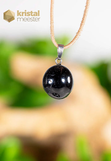 Black Tourmaline EX pendant with silver loop - no. 2