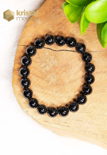 Zwarte Toermalijn Kogelarmband - 10 mm