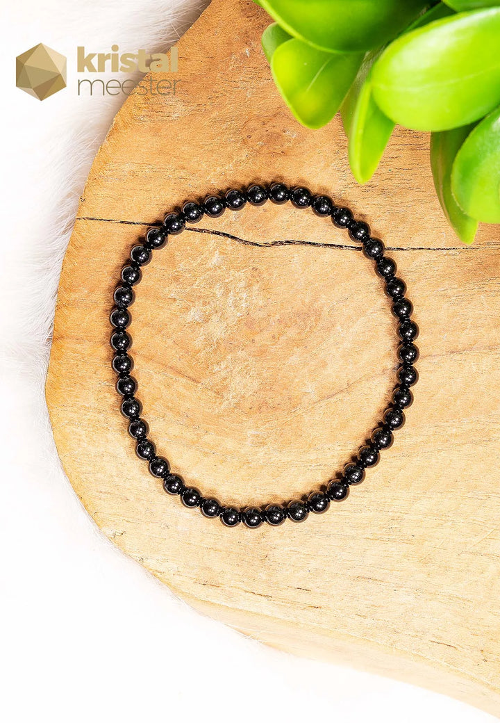 Zwarte Toermalijn Kogelarmband - 3-4 mm