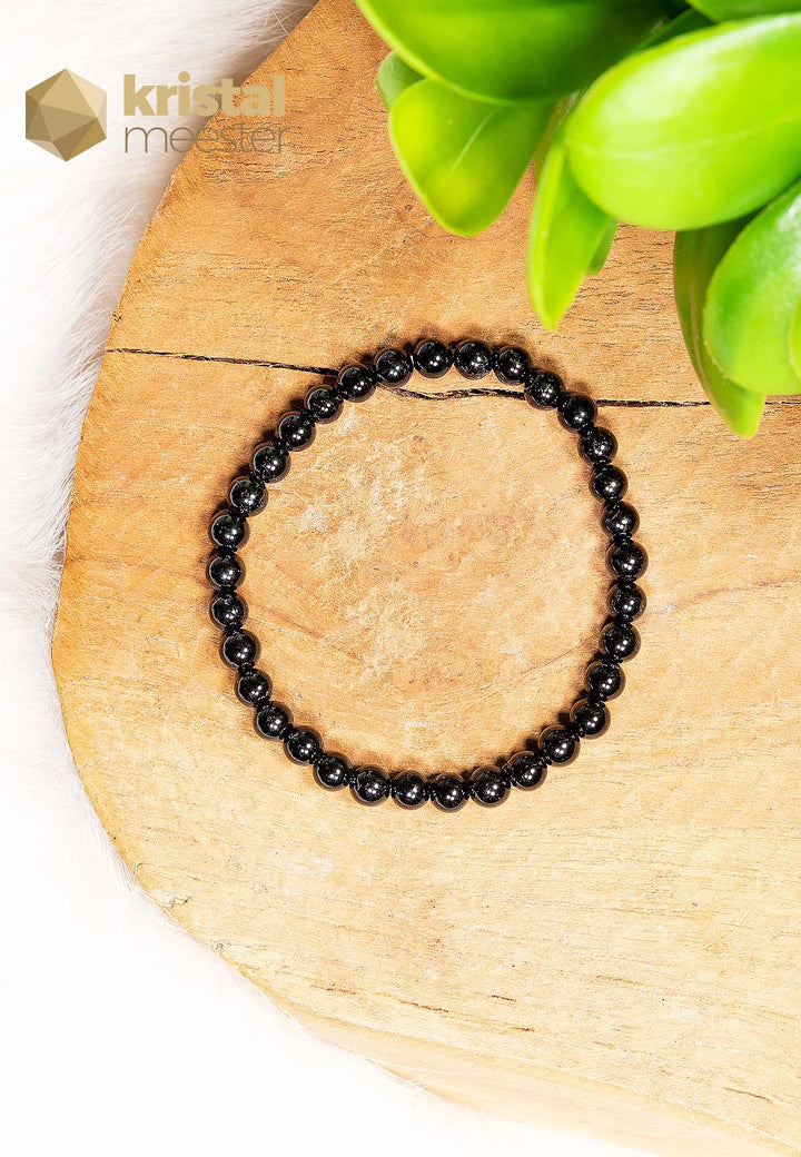 Zwarte Toermalijn Kogelarmband - 4 mm - kind
