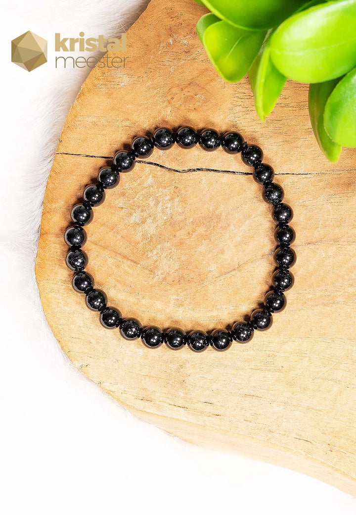 Zwarte Toermalijn Kogelarmband - 6 mm
