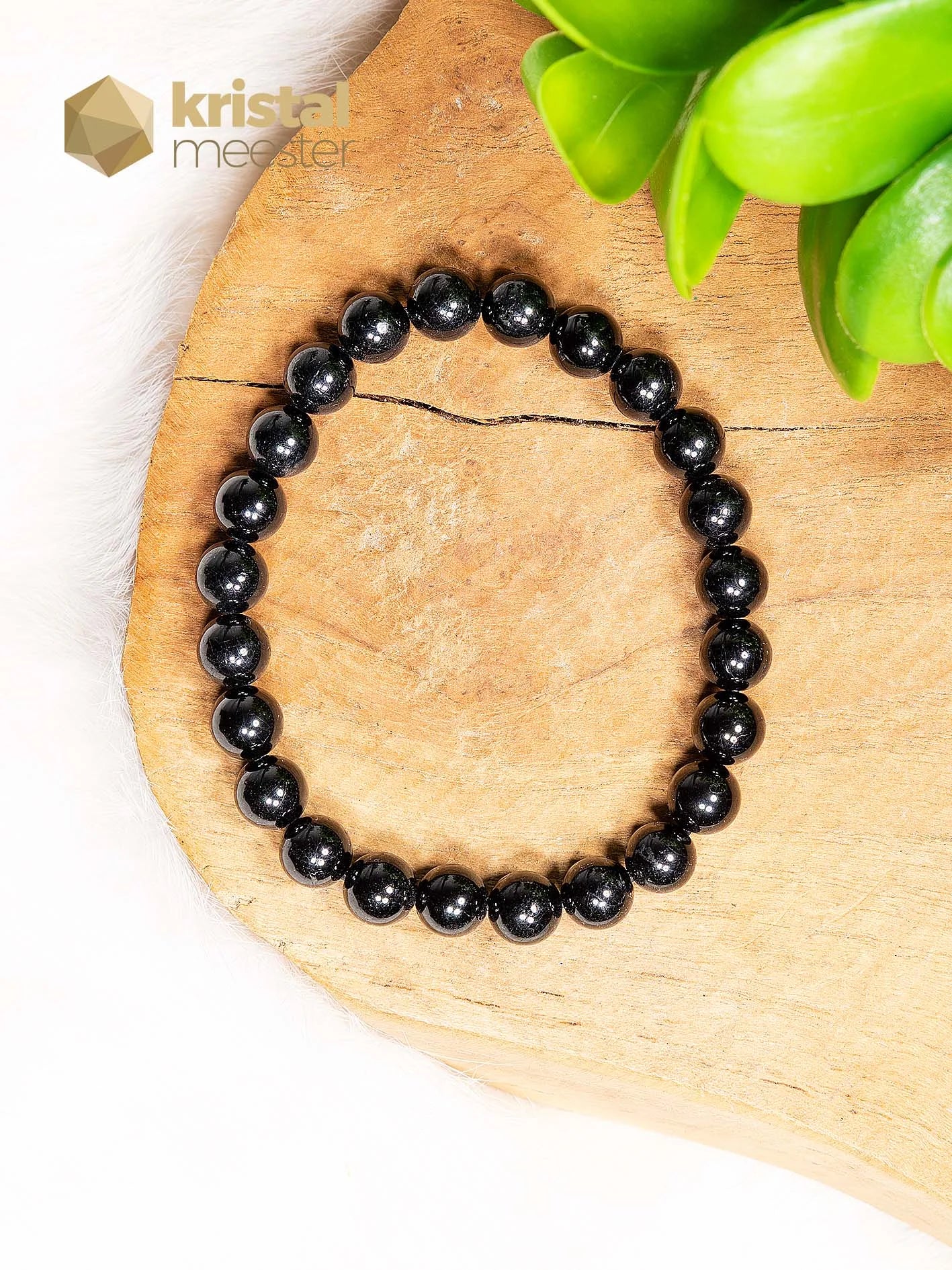 Zwarte Toermalijn Kogelarmband - 8 mm
