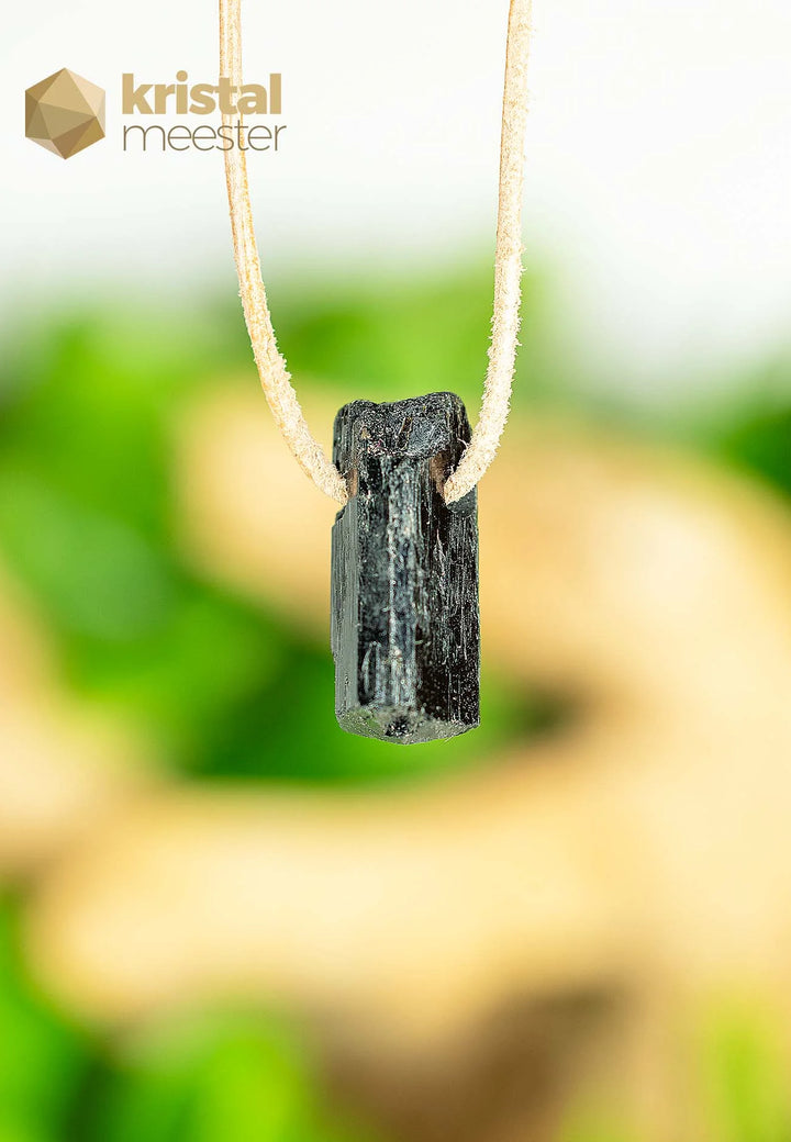 Black Tourmaline Raw pendant, drilled - no. 2