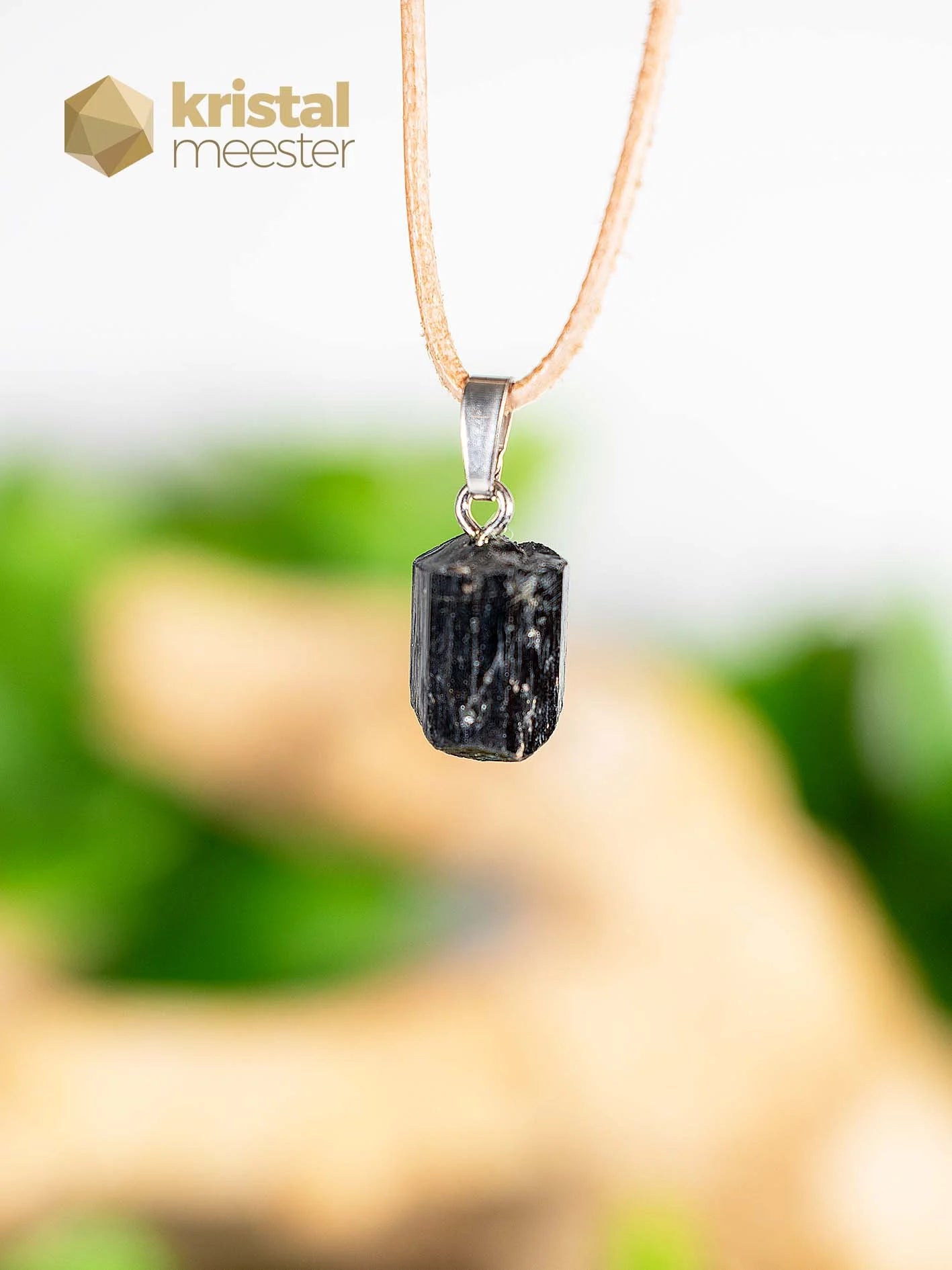 Zwarte Toermalijn Ruw hanger met zilver oog - nr. 3