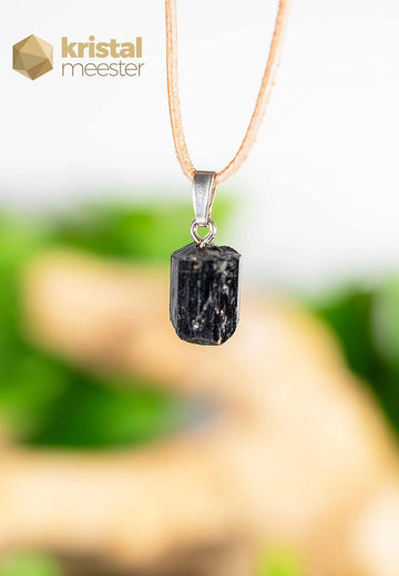 Zwarte Toermalijn Ruw hanger met zilver oog - nr. 3